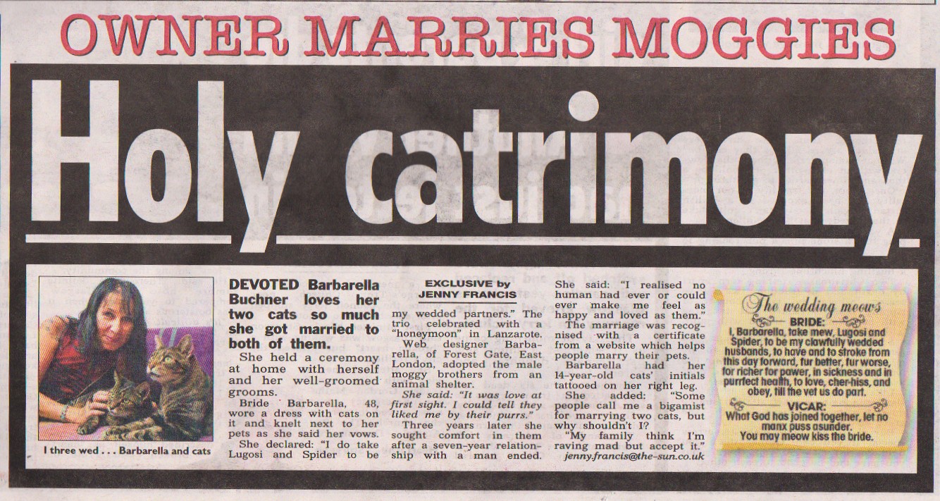 Fame at last: I married my Cats
